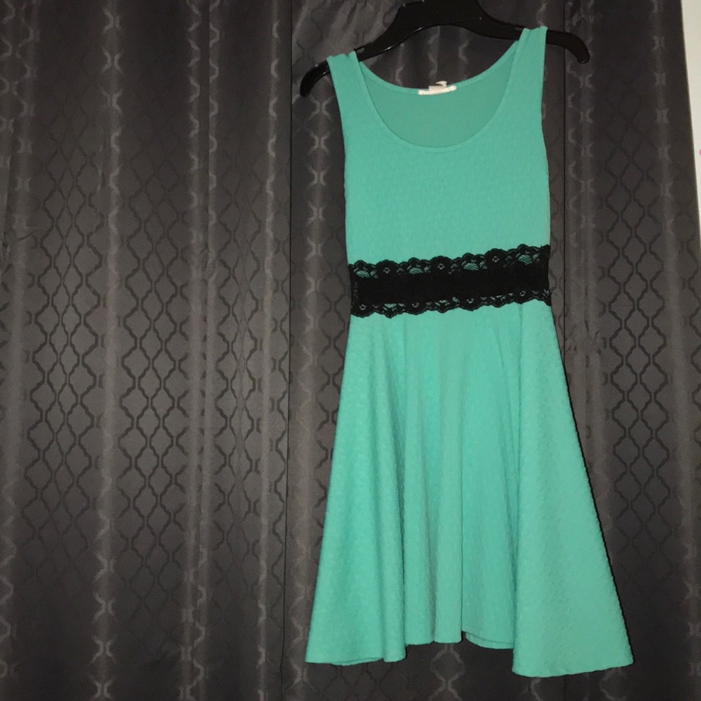 Homecoming teal and black dress